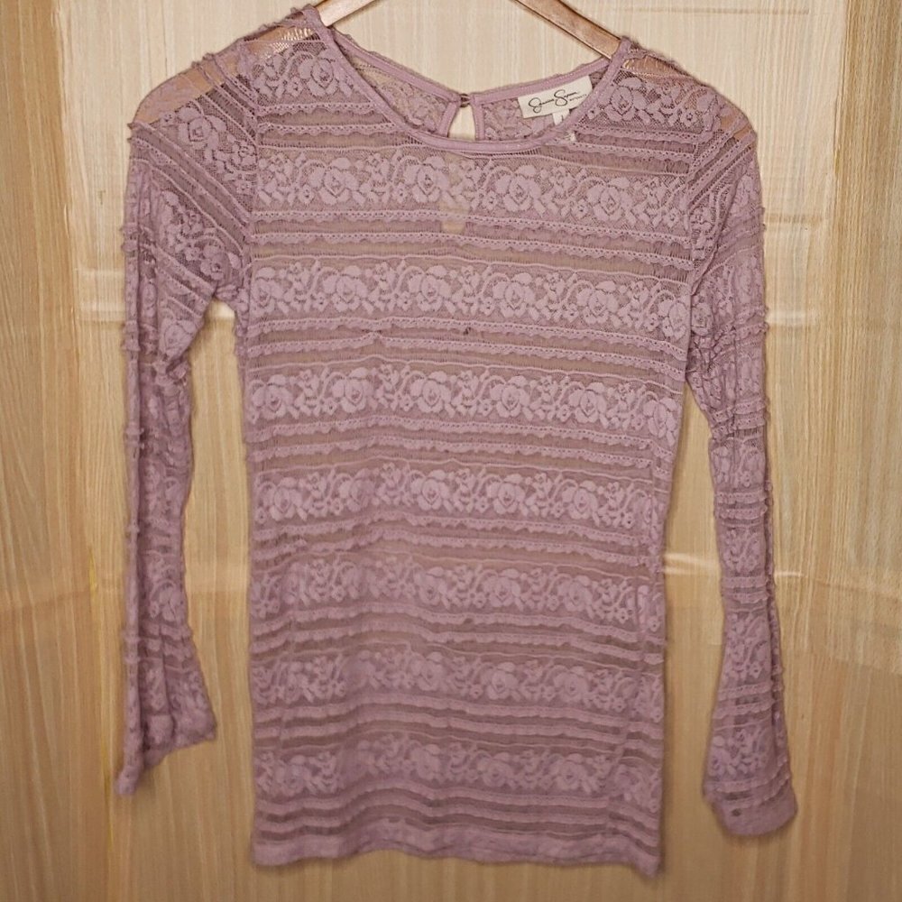 Jessica Simpson Maternity Lavender Purple Lace Long Sleeve Tunic Small